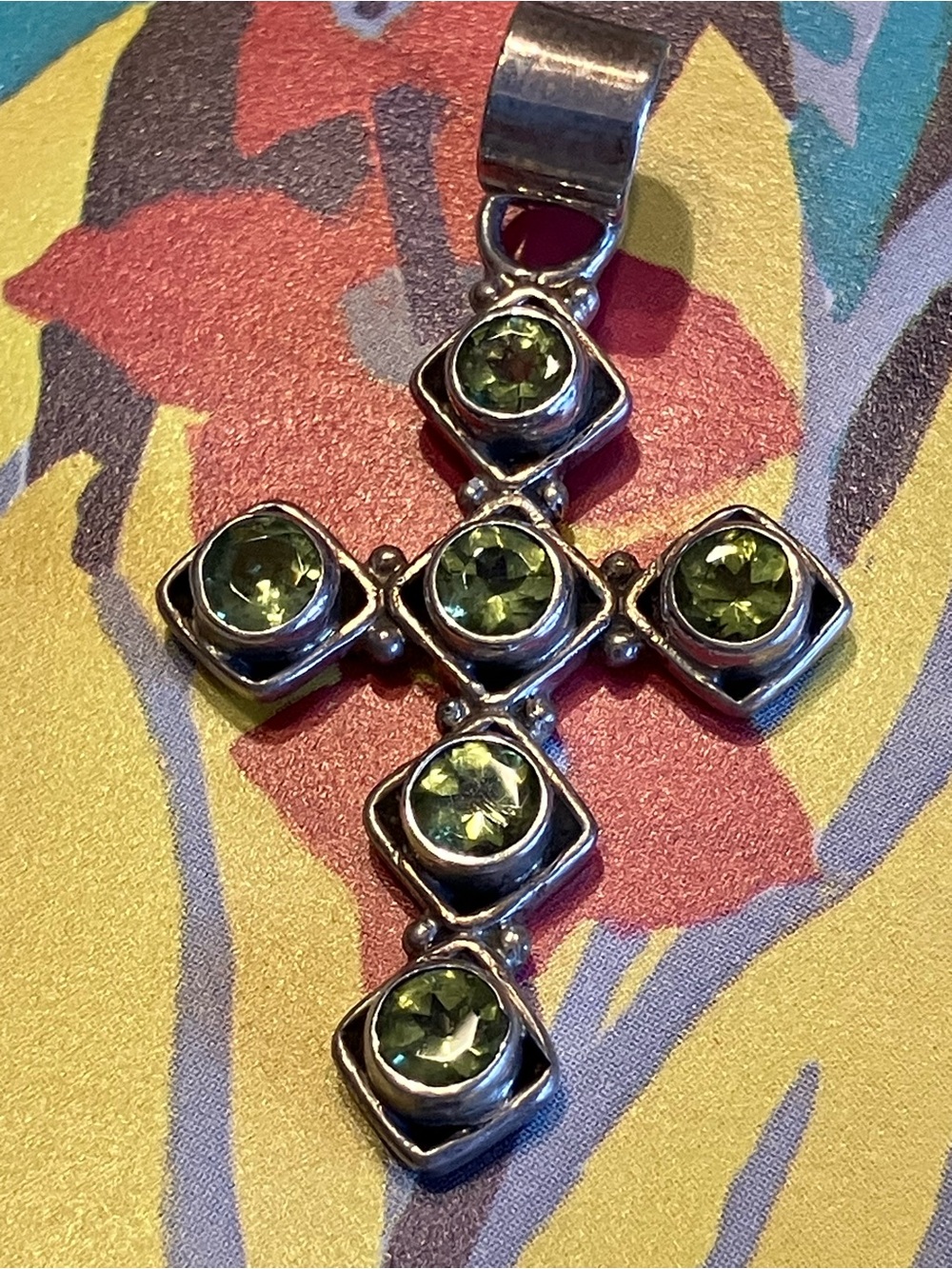 STERLING SILVER CHAIN AND PENDANT PERIDOT STONES TESTED
